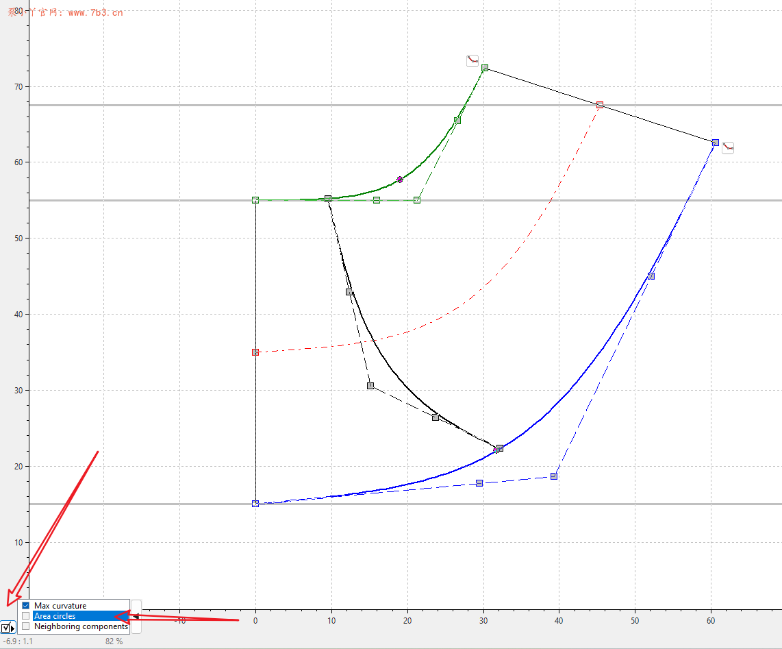 CFturbo子午面设计如何显示过流断面面积圆